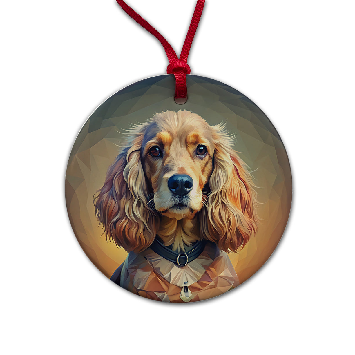 Cocker Spaniel Dog Abstract Stylized Art Round Ceramic Holiday Christmas Tree Ornament