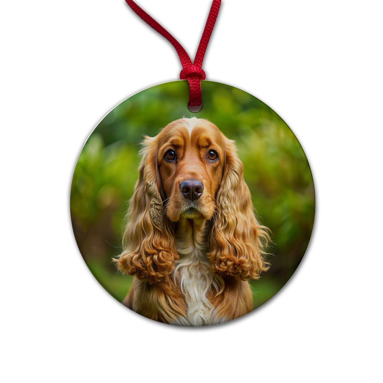 English Cocker Spaniel Dog Photo Round Ceramic Holiday Christmas Tree Ornament