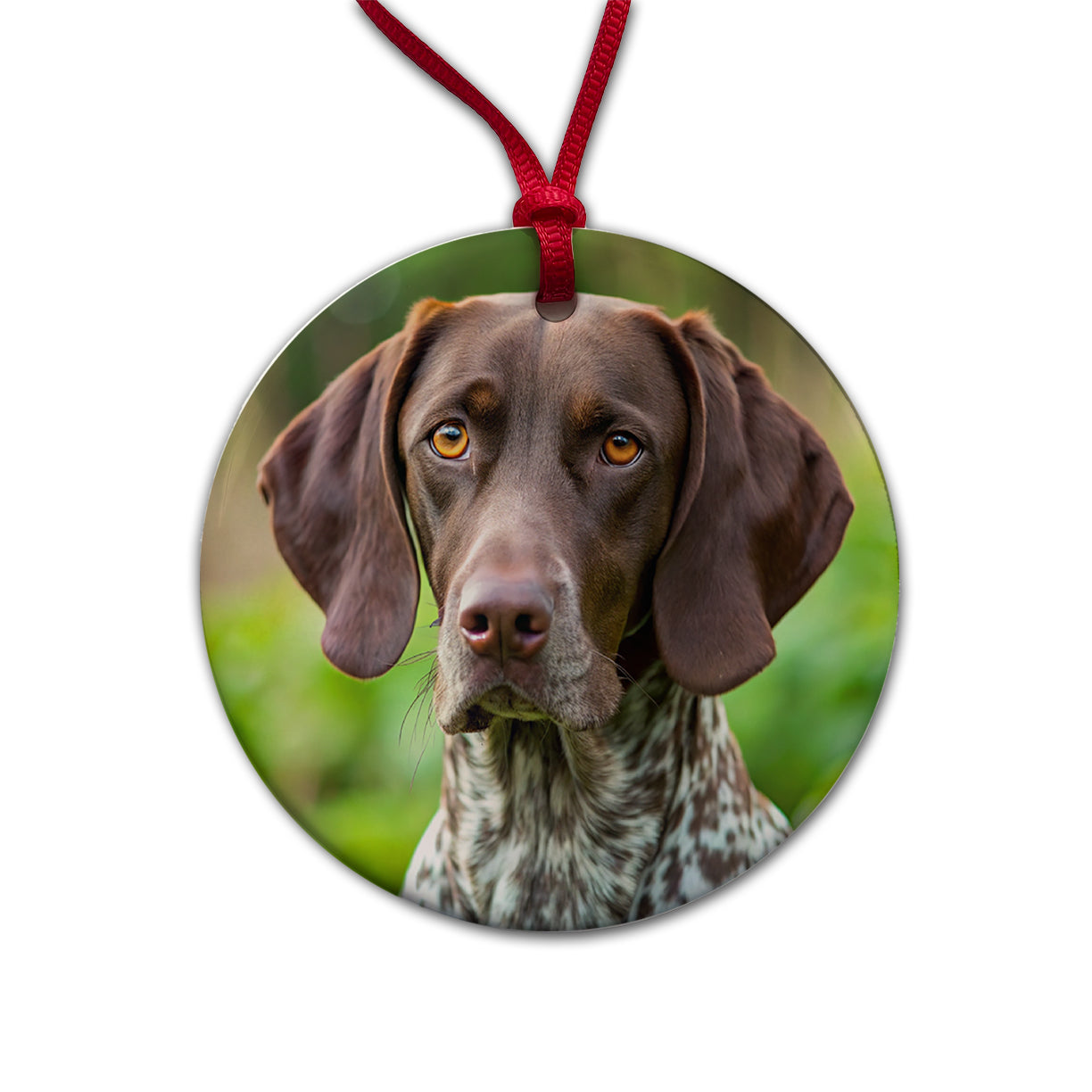 German Shorthaired Pointer Dog Photo Round Ceramic Holiday Christmas Tree Ornament