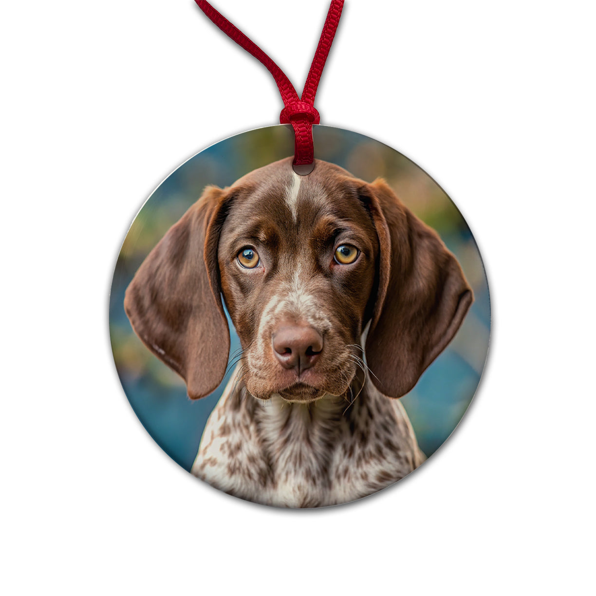 German Shorthaired Pointer Dog Puppy Photo Round Ceramic Holiday Christmas Tree Ornament