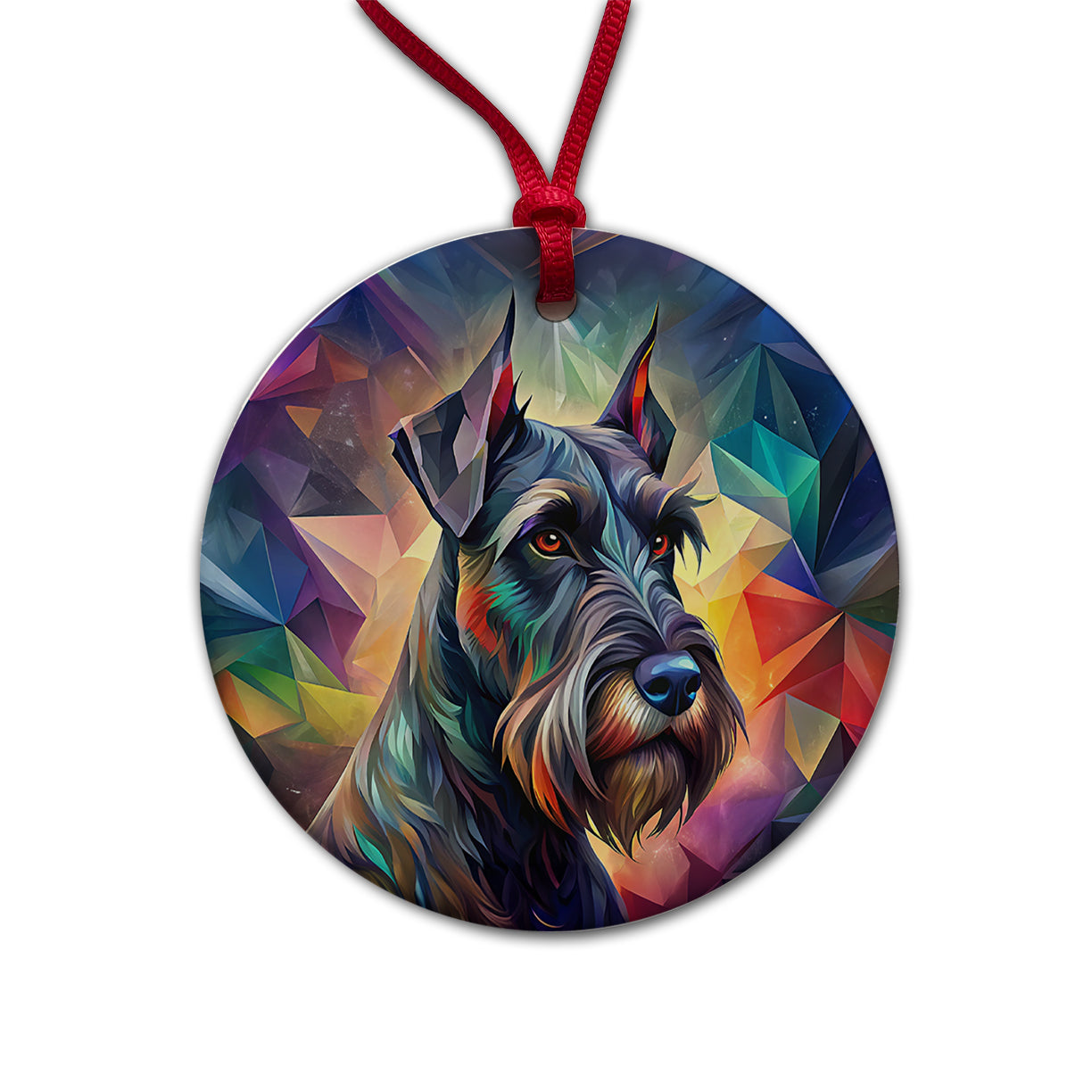 Giant Schnauzer Dog Abstract Stylized Art Round Ceramic Holiday Christmas Tree Ornament