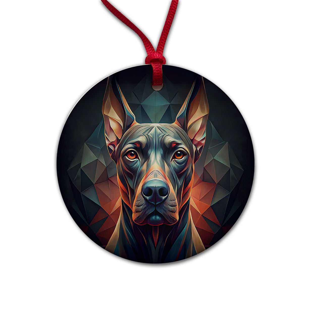 Great Dane Dog Abstract Stylized Art Round Ceramic Holiday Christmas Tree Ornament