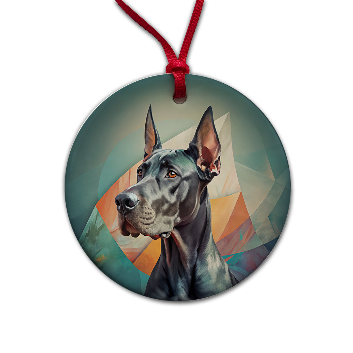 Great Dane Dog Contemporary Art Round Ceramic Holiday Christmas Tree Ornament