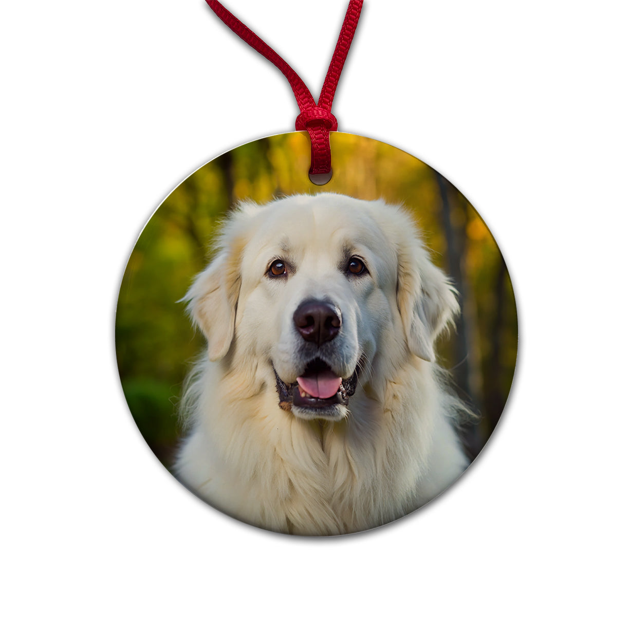 Great Pyrenees Dog Photo Round Ceramic Holiday Christmas Tree Ornament