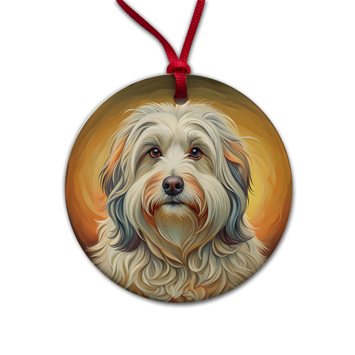 Havanese Dog Art Nouveau Round Ceramic Holiday Christmas Tree Ornament