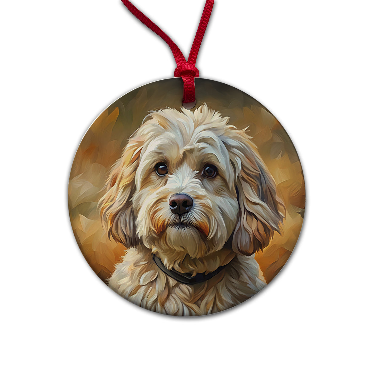 Havanese Dog Expressionism Art Round Ceramic Holiday Christmas Tree Ornament