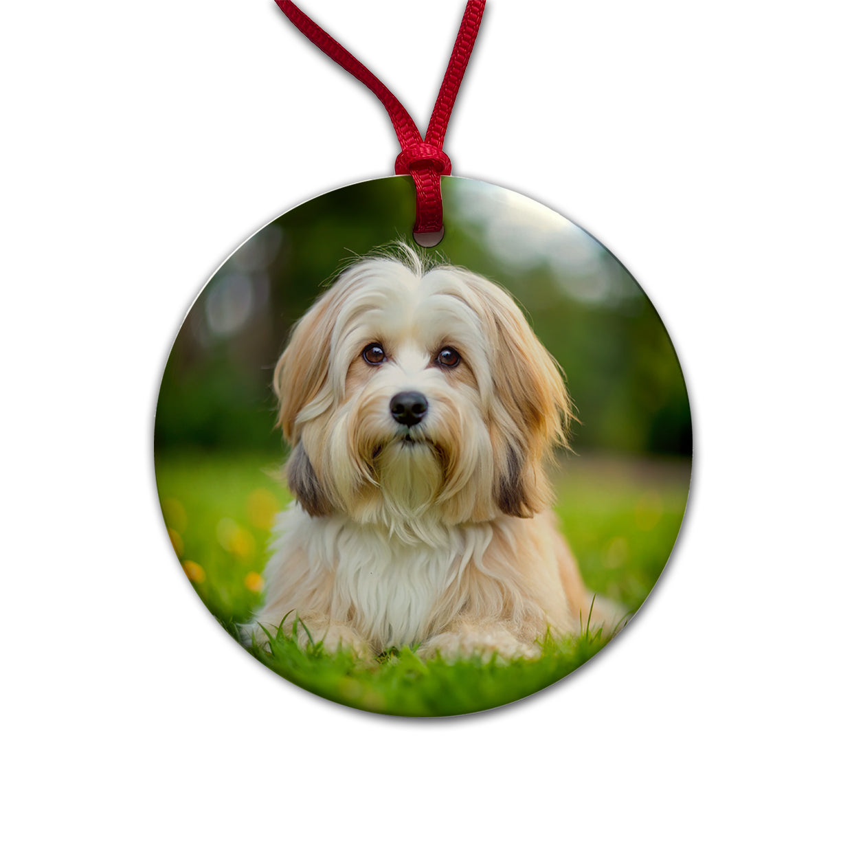 Havanese Dog Photo Round Ceramic Holiday Christmas Tree Ornament