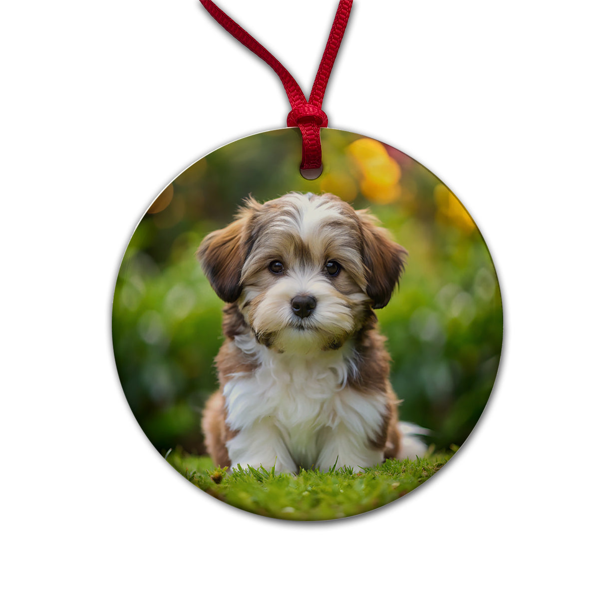 Havanese Dog Puppy Photo Round Ceramic Holiday Christmas Tree Ornament