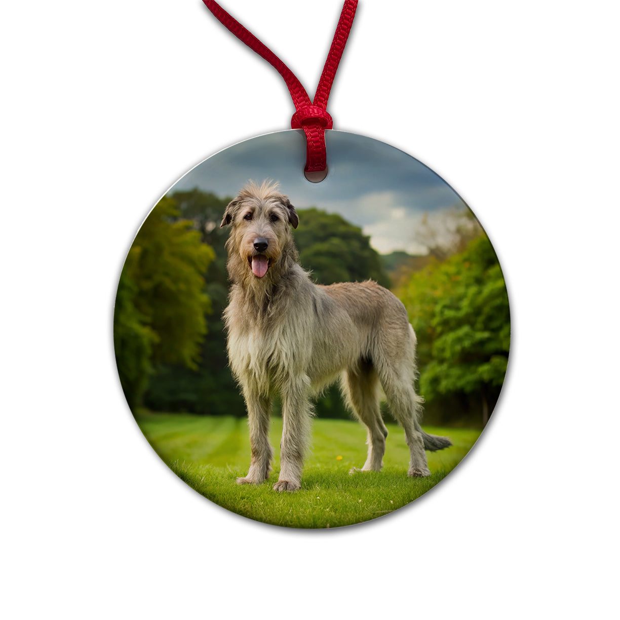 Irish Wolfhound Dog Photo Round Ceramic Holiday Christmas Tree Ornament