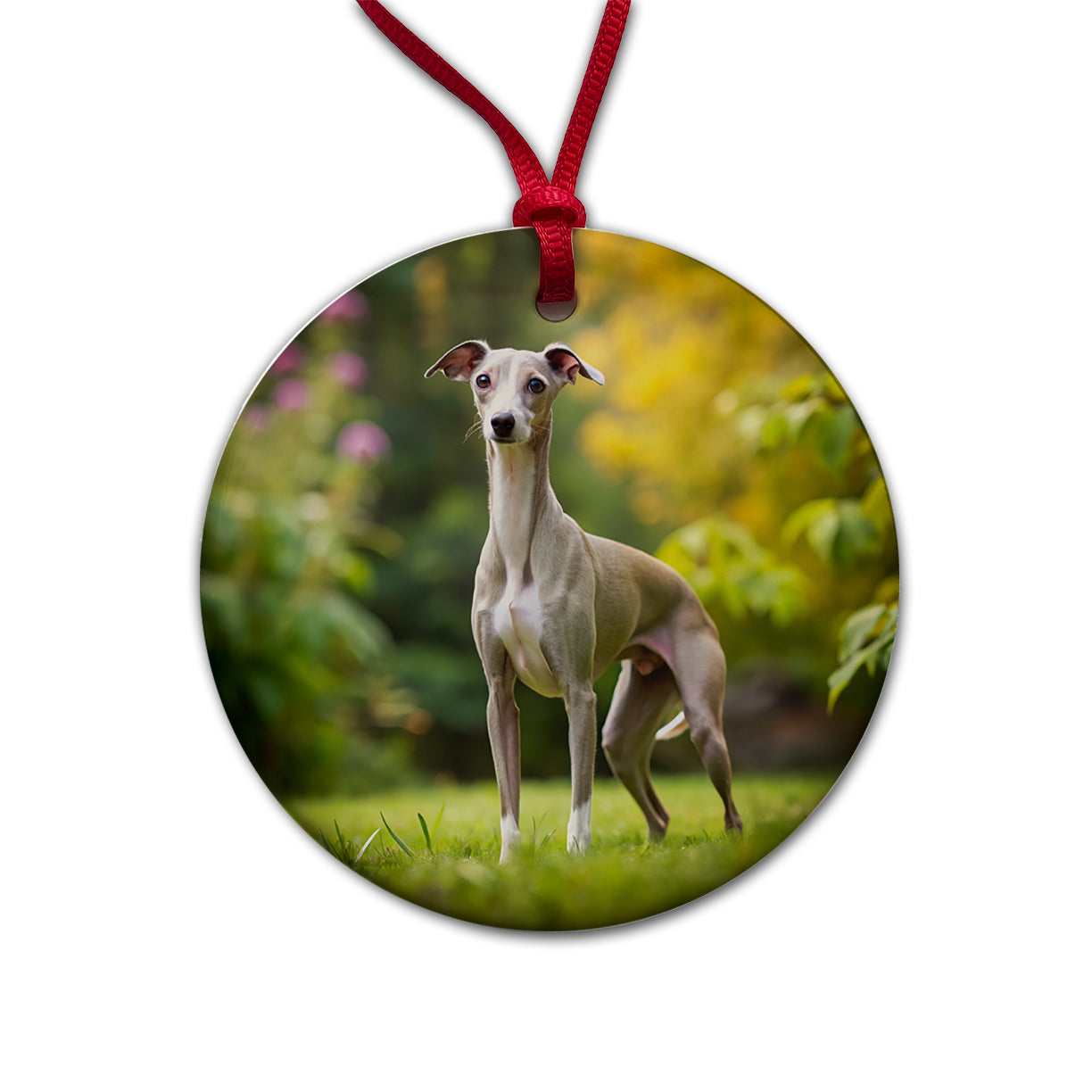 Italian Greyhound Dog Photo Round Ceramic Holiday Christmas Tree Ornament