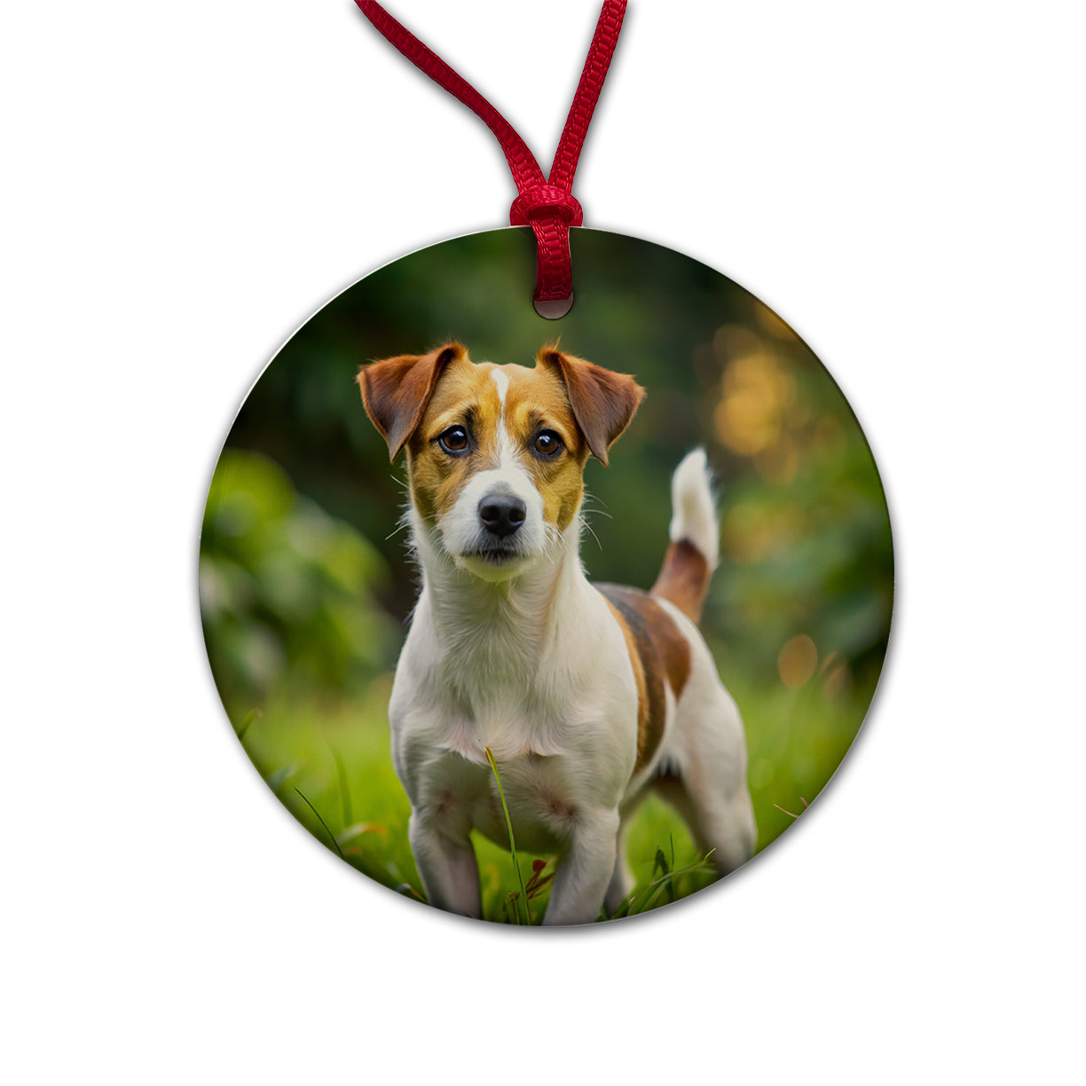 Jack Russell Terrier Dog Photo Round Ceramic Holiday Christmas Tree Ornament