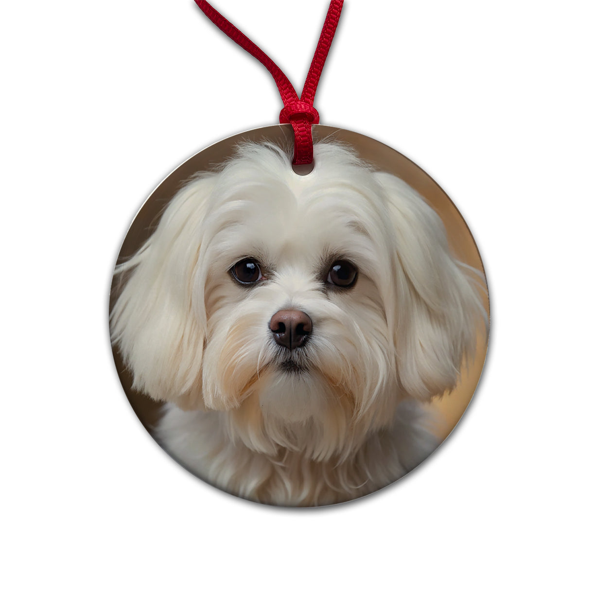 Maltese Dog Photo Round Ceramic Holiday Christmas Tree Ornament