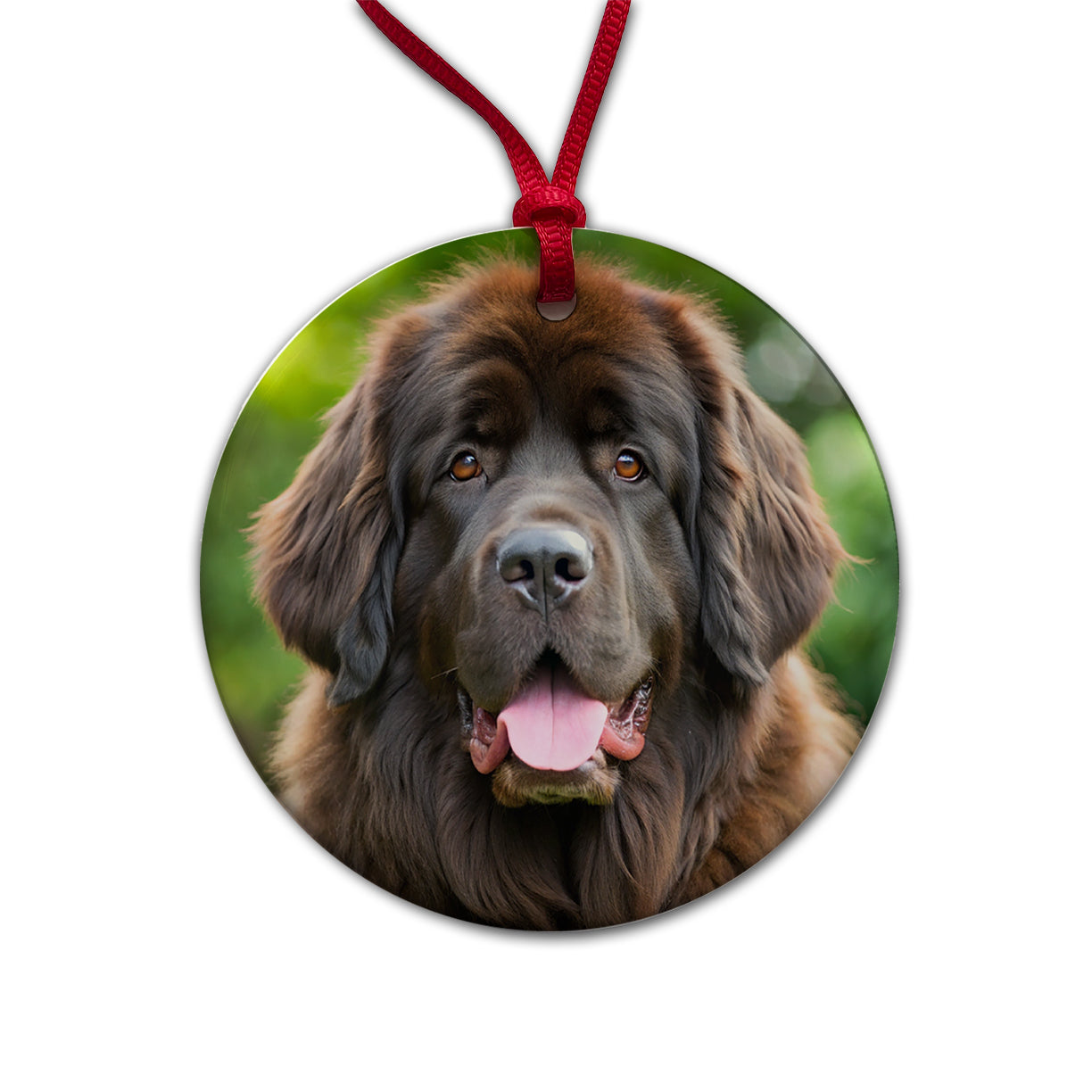 Newfoundland Dog Photo Round Ceramic Holiday Christmas Tree Ornament