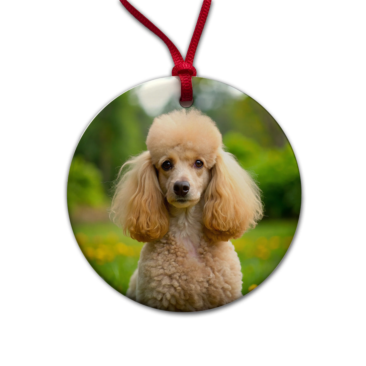 Poodle Dog Photo Round Ceramic Holiday Christmas Tree Ornament
