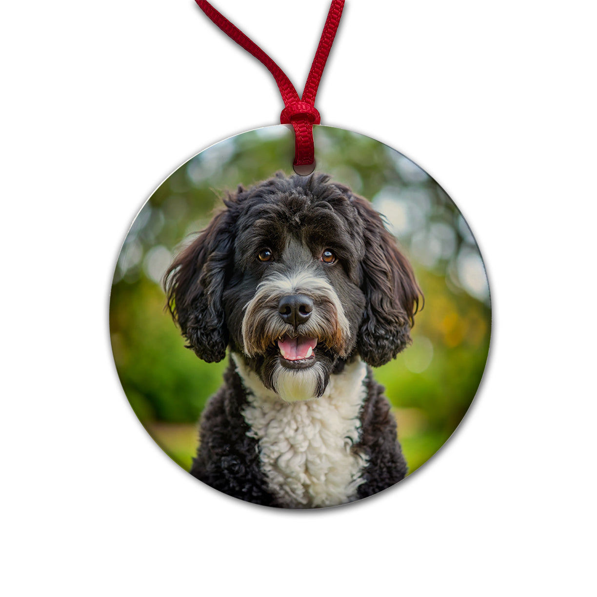 Portuguese Water Dog Photo Round Ceramic Holiday Christmas Tree Ornament
