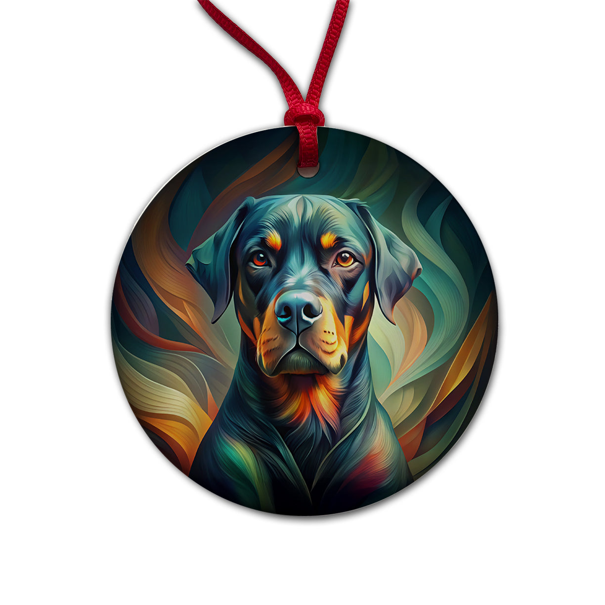 Rottweiler Dog Abstract Stylized Art Round Ceramic Holiday Christmas Tree Ornament