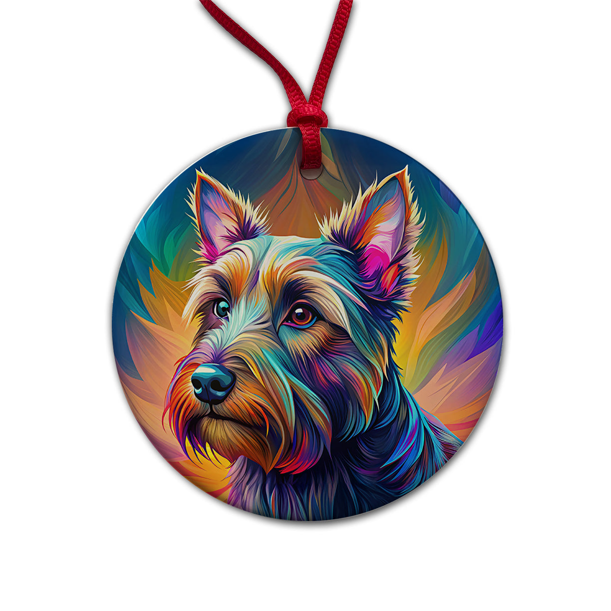 Scottish Terrier Dog Pop Art Round Ceramic Holiday Christmas Tree Ornament