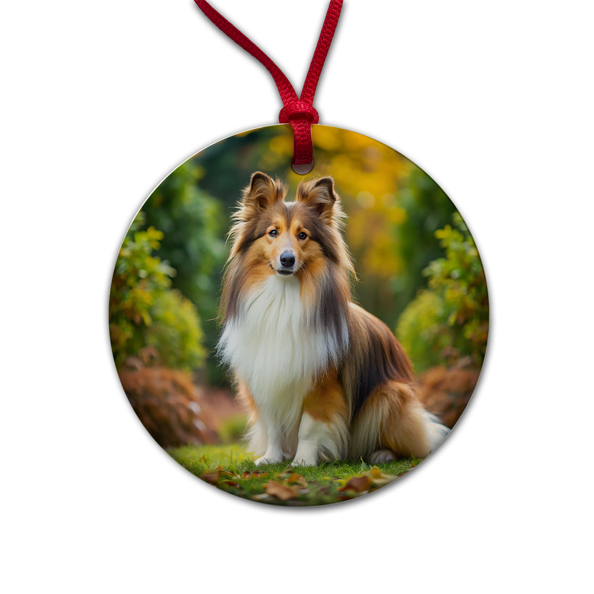 Shetland Sheepdog Sheltie Dog Photo Round Ceramic Holiday Christmas Tree Ornament