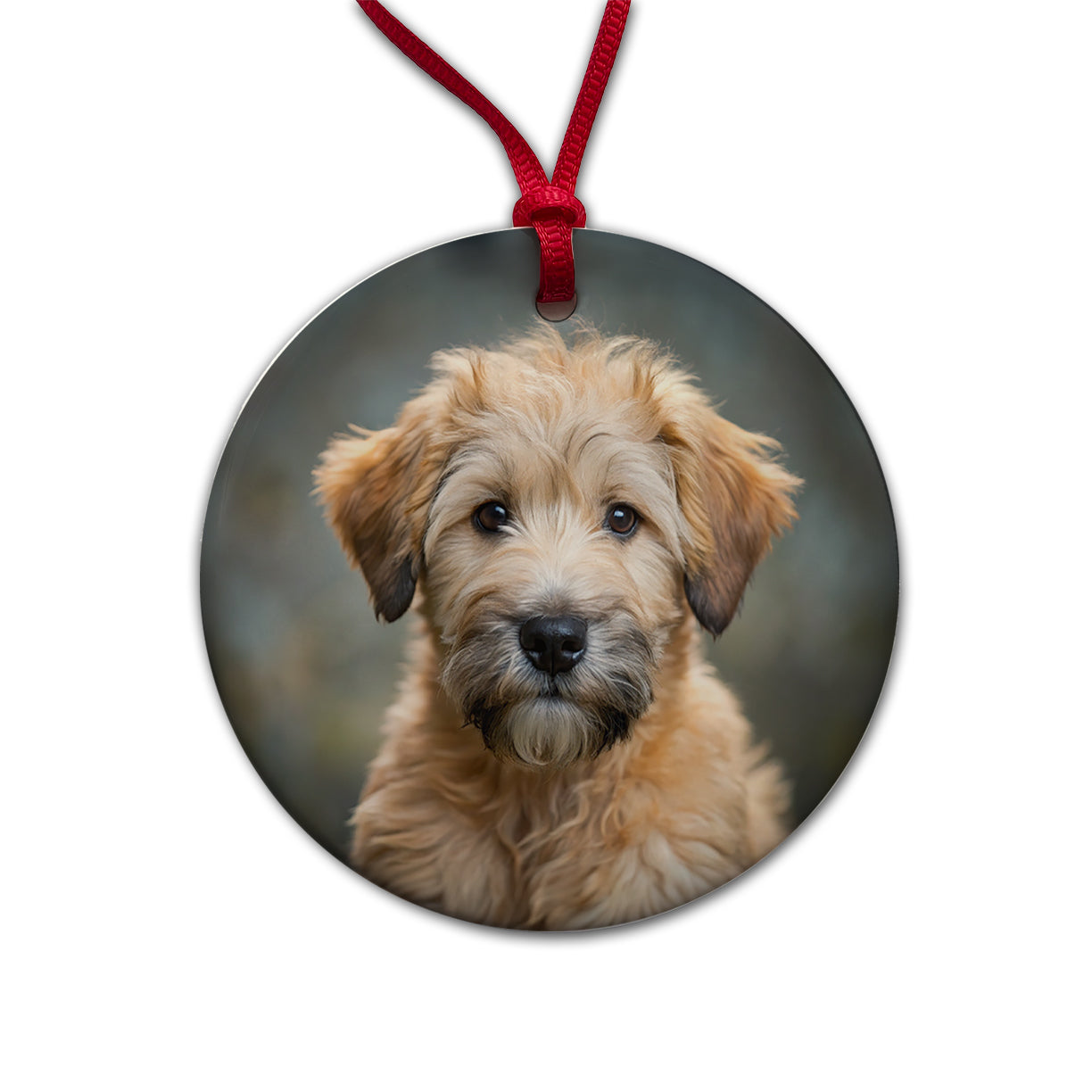 Soft Coated Wheaten Terrier Dog Puppy Photo Round Ceramic Holiday Christmas Tree Ornament