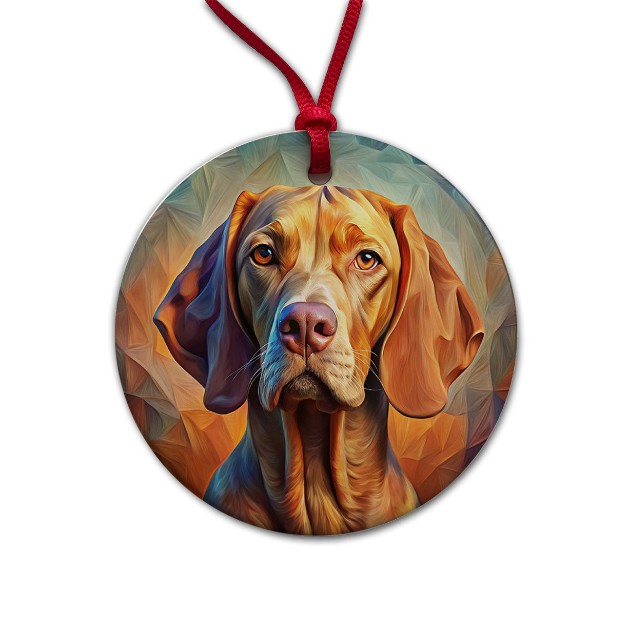 Vizsla Dog Abstract Stylized Art Round Ceramic Holiday Christmas Tree Ornament