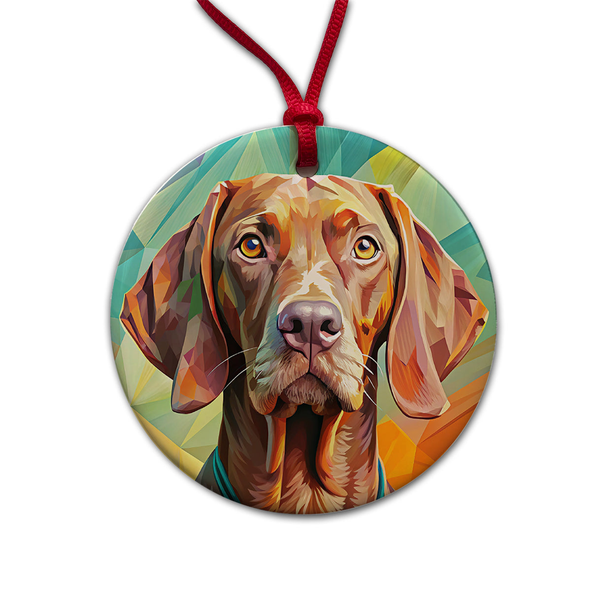 Vizsla Dog Pop Art Round Ceramic Holiday Christmas Tree Ornament