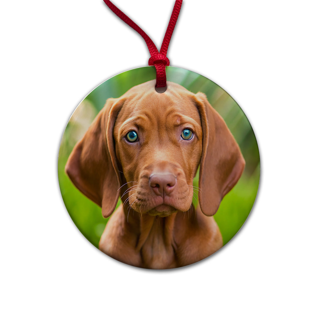 Vizsla Dog Puppy Photo Round Ceramic Holiday Christmas Tree Ornament