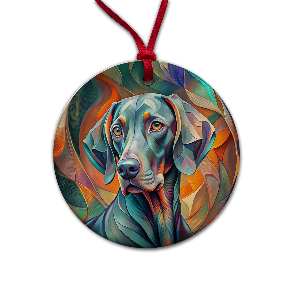 Weimaraner Dog Abstract Stylized Art Round Ceramic Holiday Christmas Tree Ornament