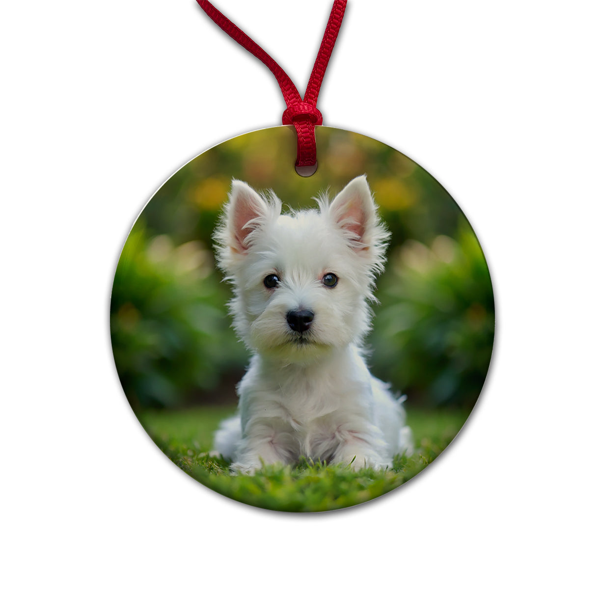 West Highland White Terrier Westie Dog Puppy Photo Round Ceramic Holiday Christmas Tree Ornament