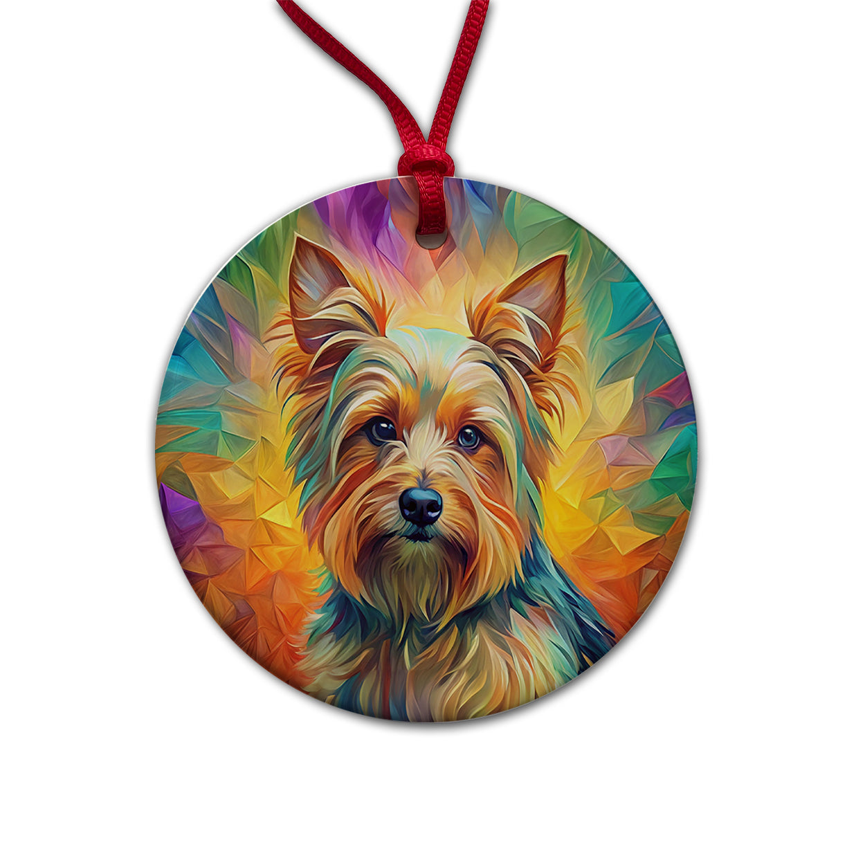 Yorkshire Terrier Yorkie Dog Abstract Art Round Ceramic Holiday Christmas Tree Ornament