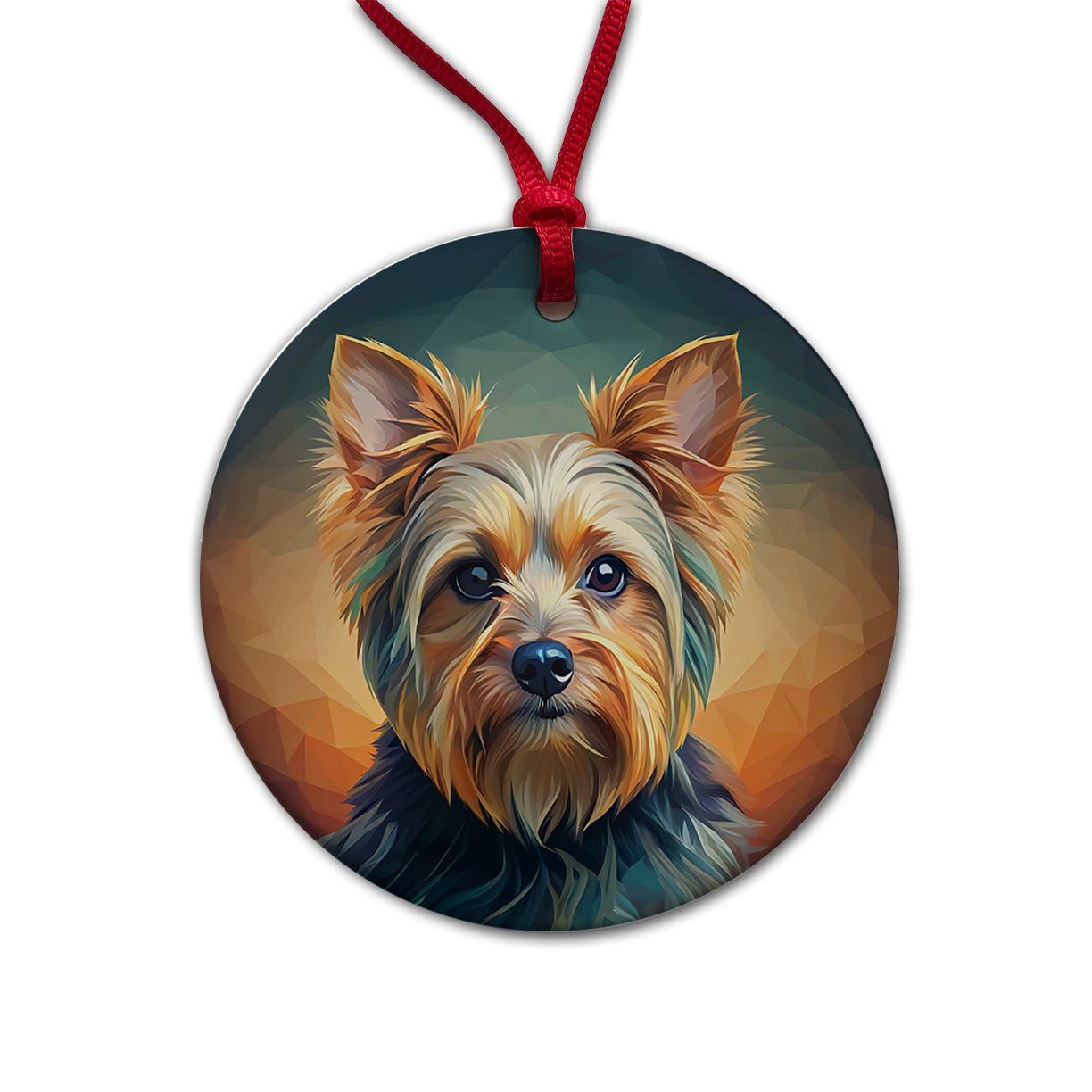 Yorkshire Terrier Yorkie Dog Contemporary Art Round Ceramic Holiday Christmas Tree Ornament