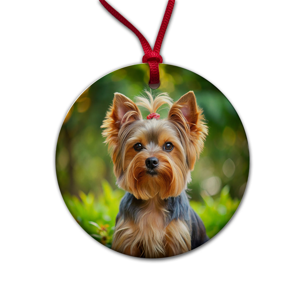 Yorkshire Terrier Yorkie Dog Photo Round Ceramic Holiday Christmas Tree Ornament