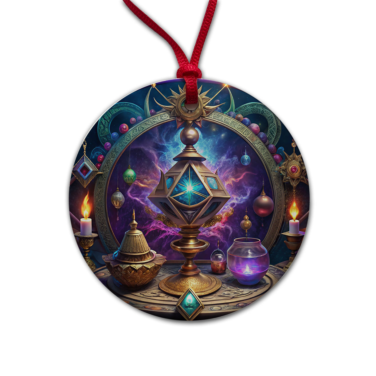 Magical Arcane Sorcerer Arts Round Ceramic Holiday Christmas Tree Ornament