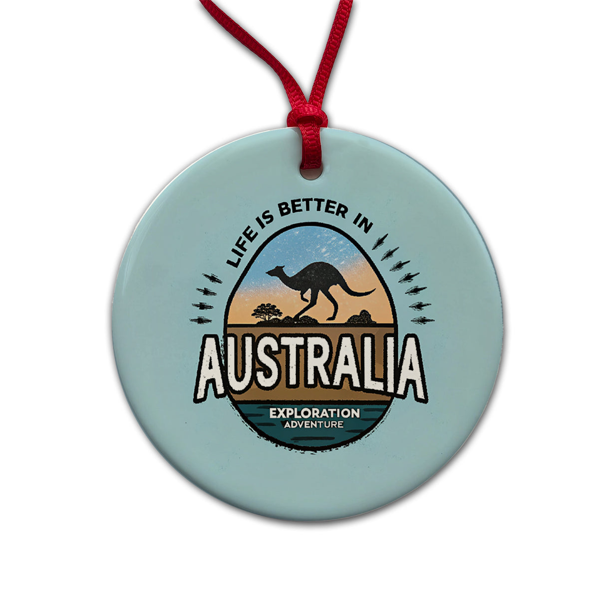 Life Is Better In Australia Round Ceramic Holiday Christmas Tree Ornament