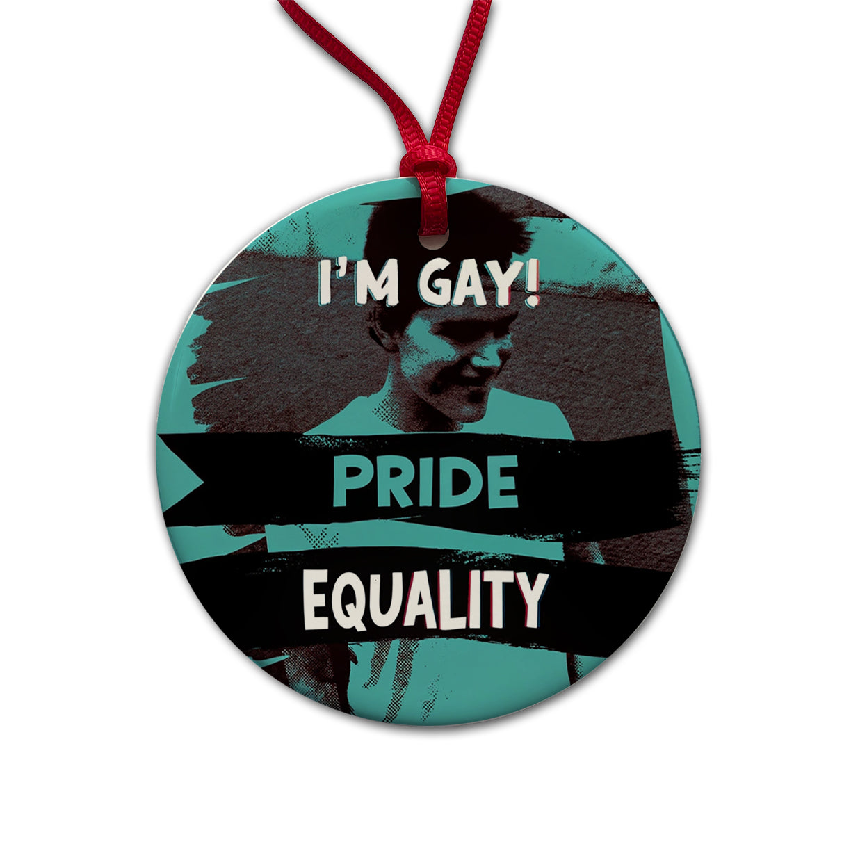 I'm Gay Pride Equality Round Ceramic Holiday Christmas Tree Ornament
