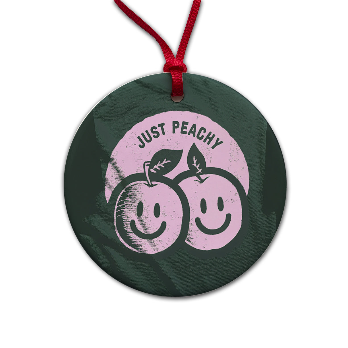 Just Peachy Funny Round Ceramic Holiday Christmas Tree Ornament