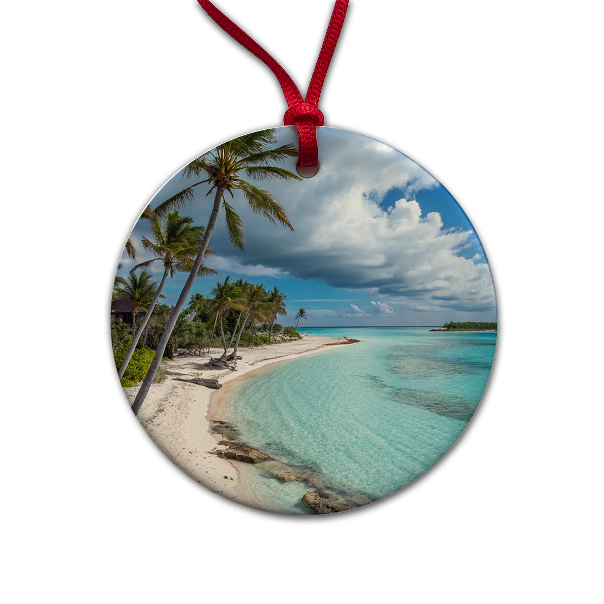 Bahamas Tropical Beach Vacation Round Ceramic Holiday Christmas Tree Ornament
