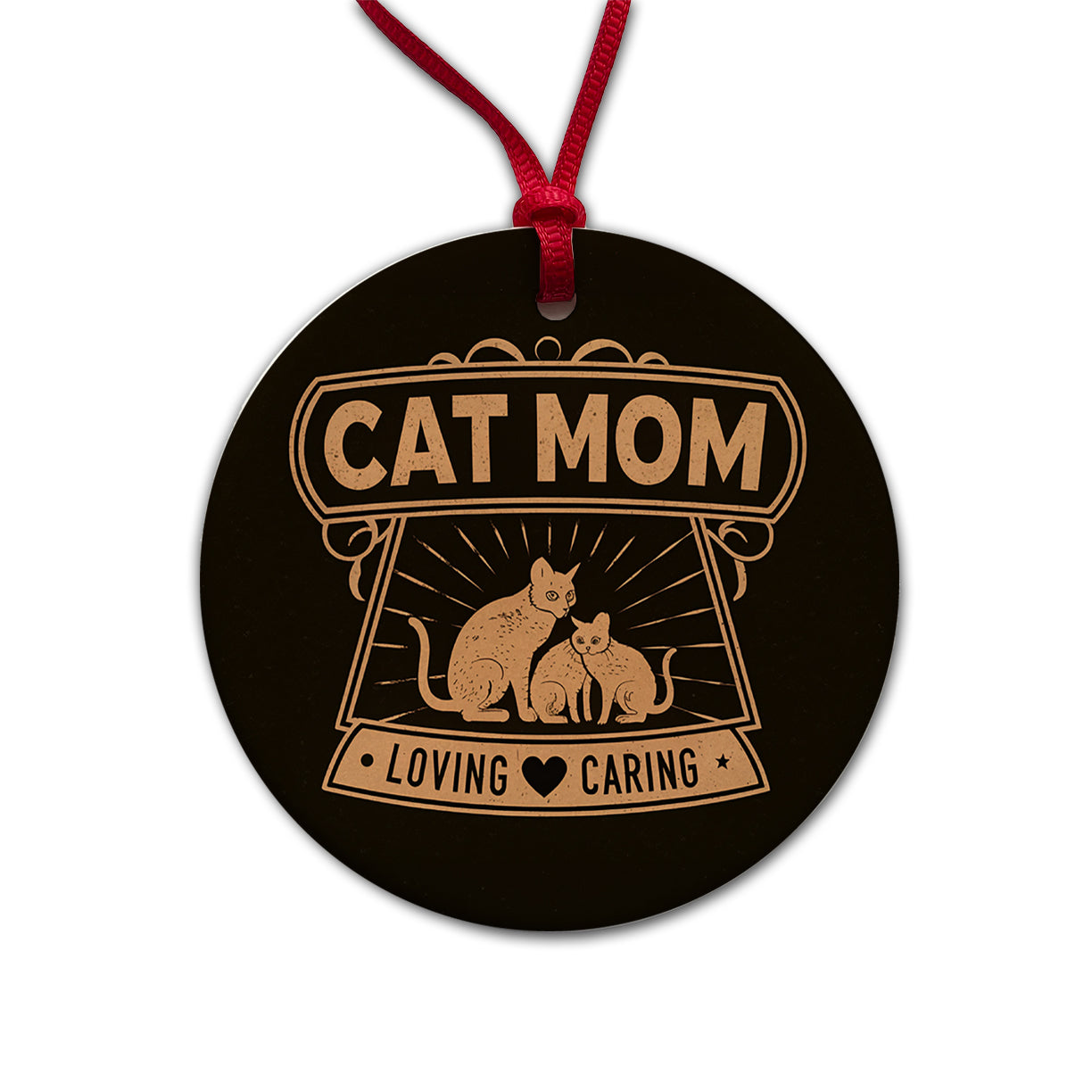 Cat Mom Round Ceramic Holiday Christmas Tree Ornament