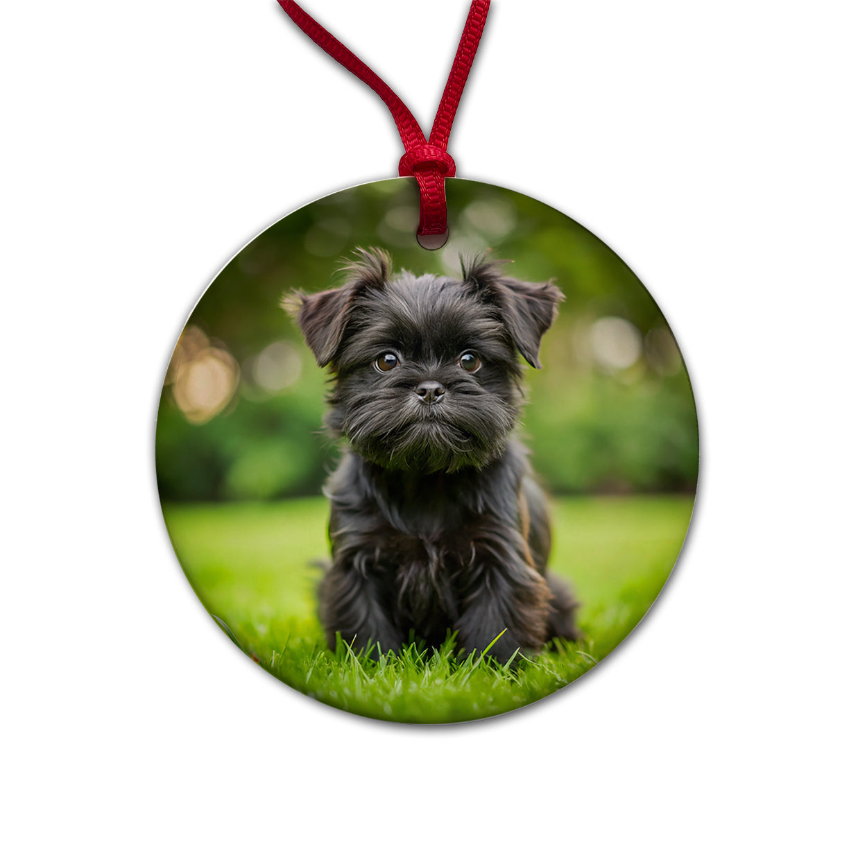 Affenpinscher Dog Puppy Photo Round Ceramic Holiday Christmas Tree Ornament
