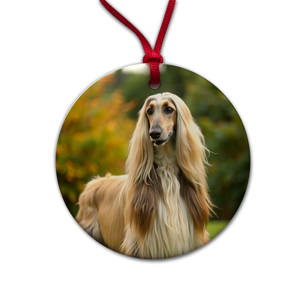 Afghan Hound Dog Photo Round Ceramic Holiday Christmas Tree Ornament