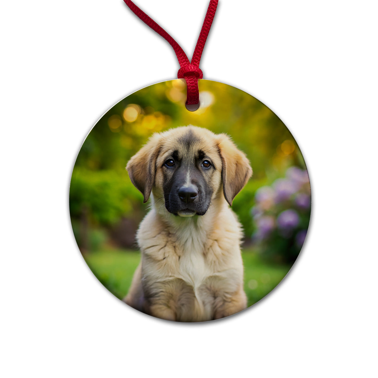Anatolian Shepherd Dog Puppy Photo Round Ceramic Holiday Christmas Tree Ornament