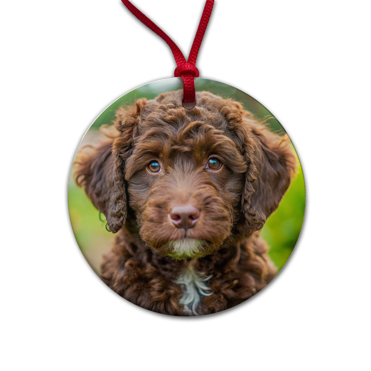 Barbet Dog Puppy Photo Round Ceramic Holiday Christmas Tree Ornament