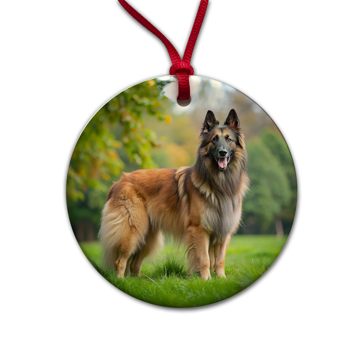 Belgian Tervuren Dog Photo Round Ceramic Holiday Christmas Tree Ornament