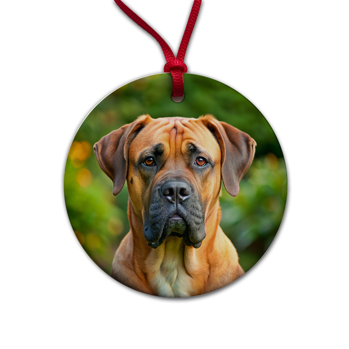 Boerboel Dog Photo Round Ceramic Holiday Christmas Tree Ornament