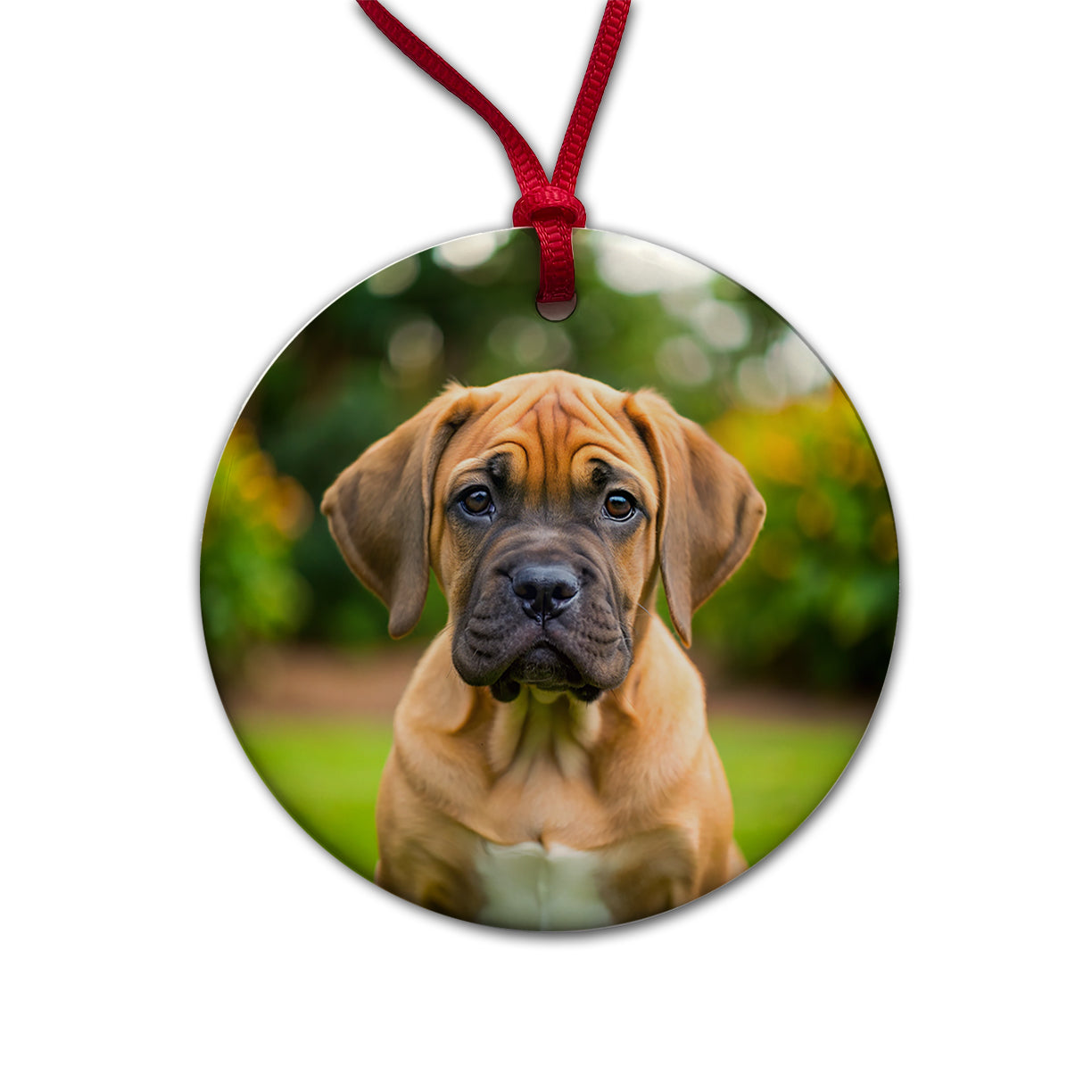 Boerboel Dog Puppy Photo Round Ceramic Holiday Christmas Tree Ornament