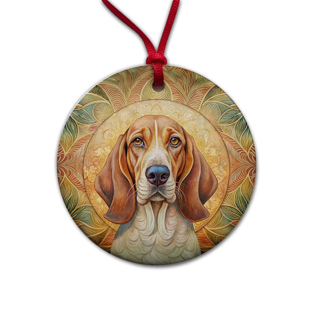 Bracco Italiano Dog Art Nouveau Round Ceramic Holiday Christmas Tree Ornament
