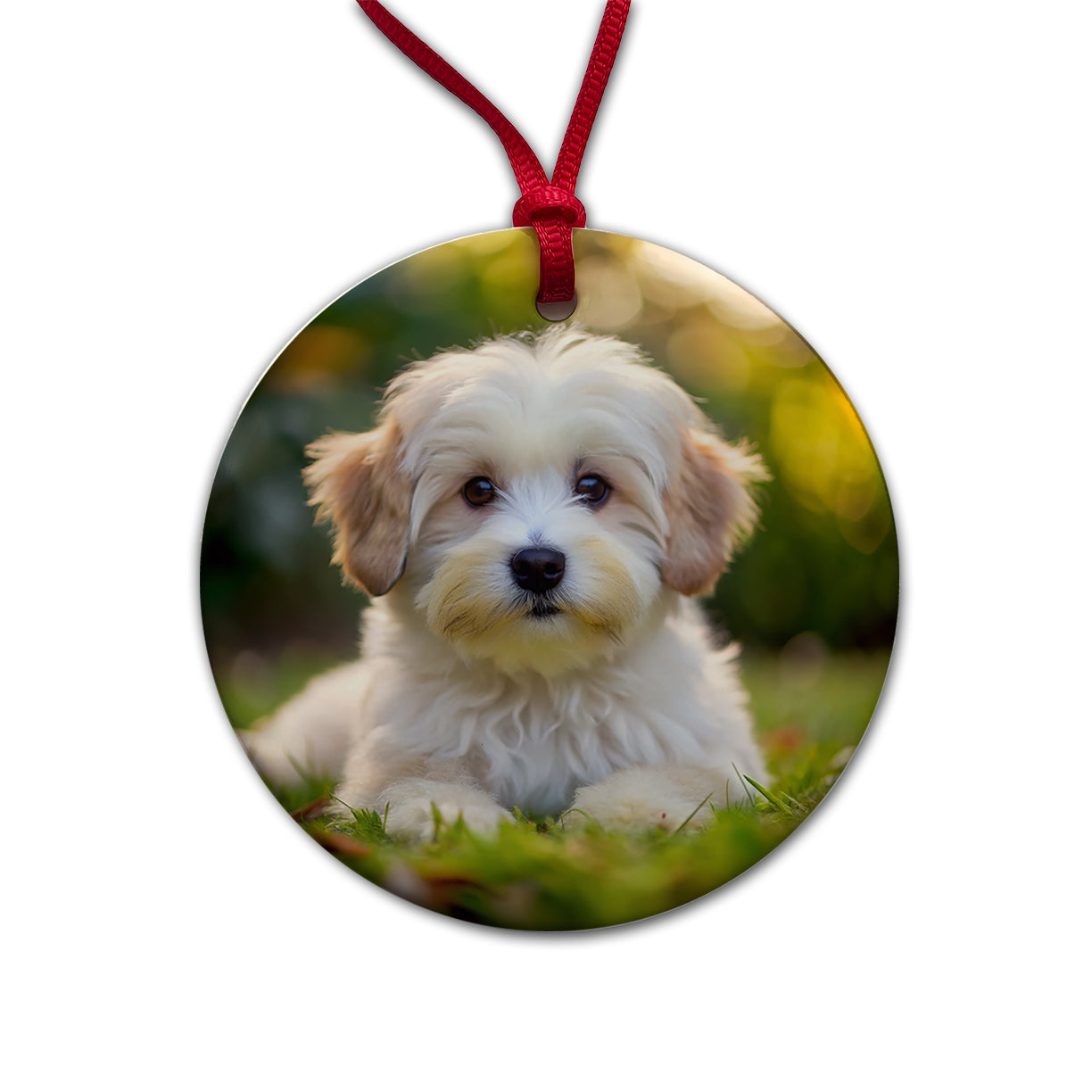 Coton De Tulear Dog Puppy Photo Round Ceramic Holiday Christmas Tree Ornament