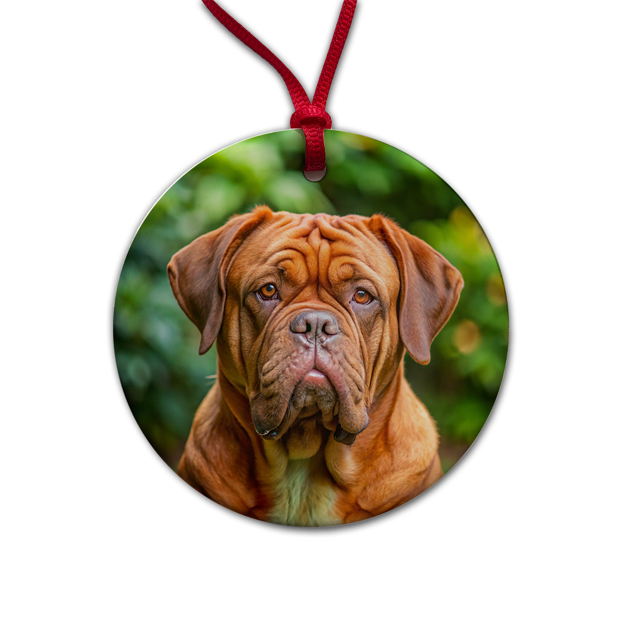 Dogues De Bordeaux Dog Photo Round Ceramic Holiday Christmas Tree Ornament