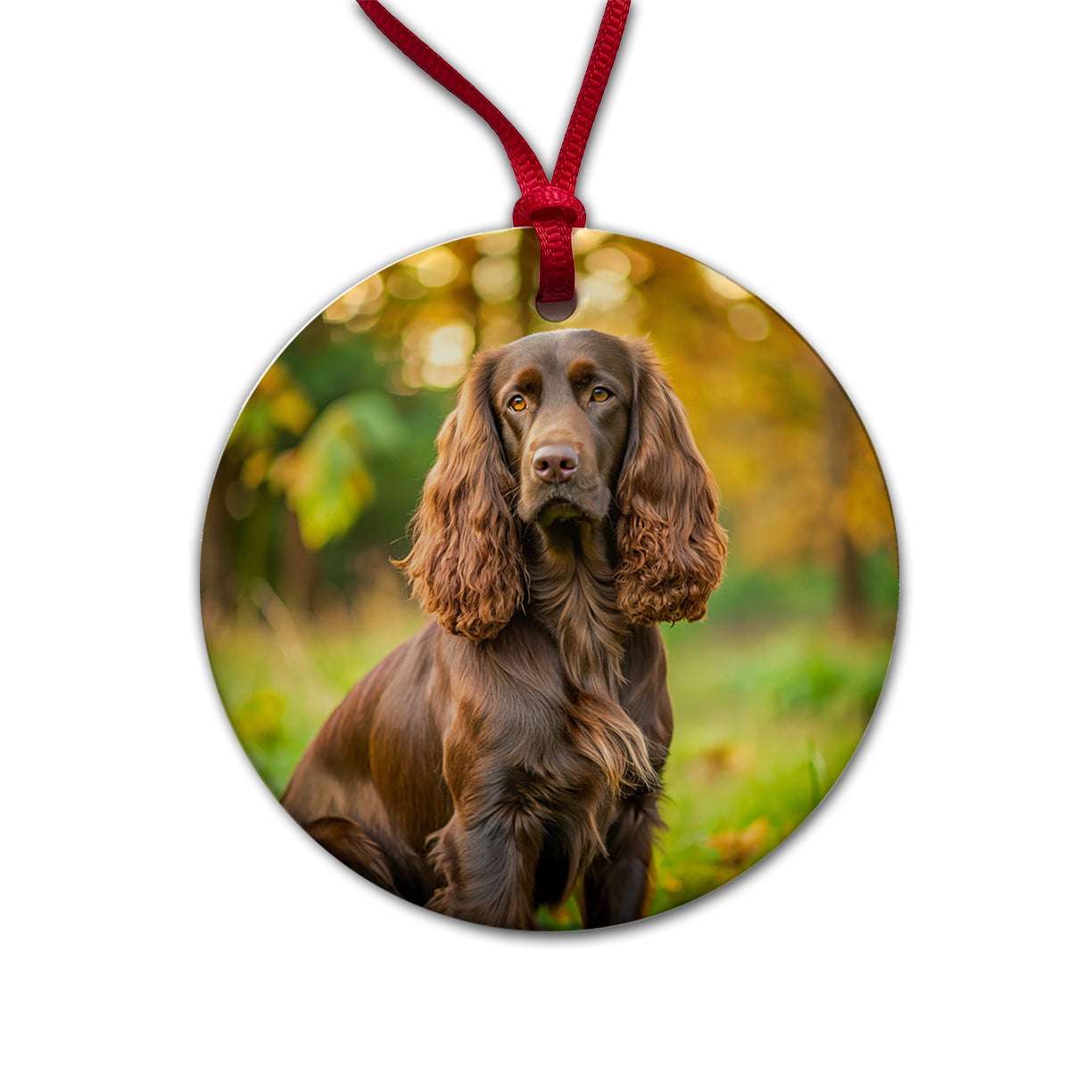 Field Spaniel Dog Photo Round Ceramic Holiday Christmas Tree Ornament