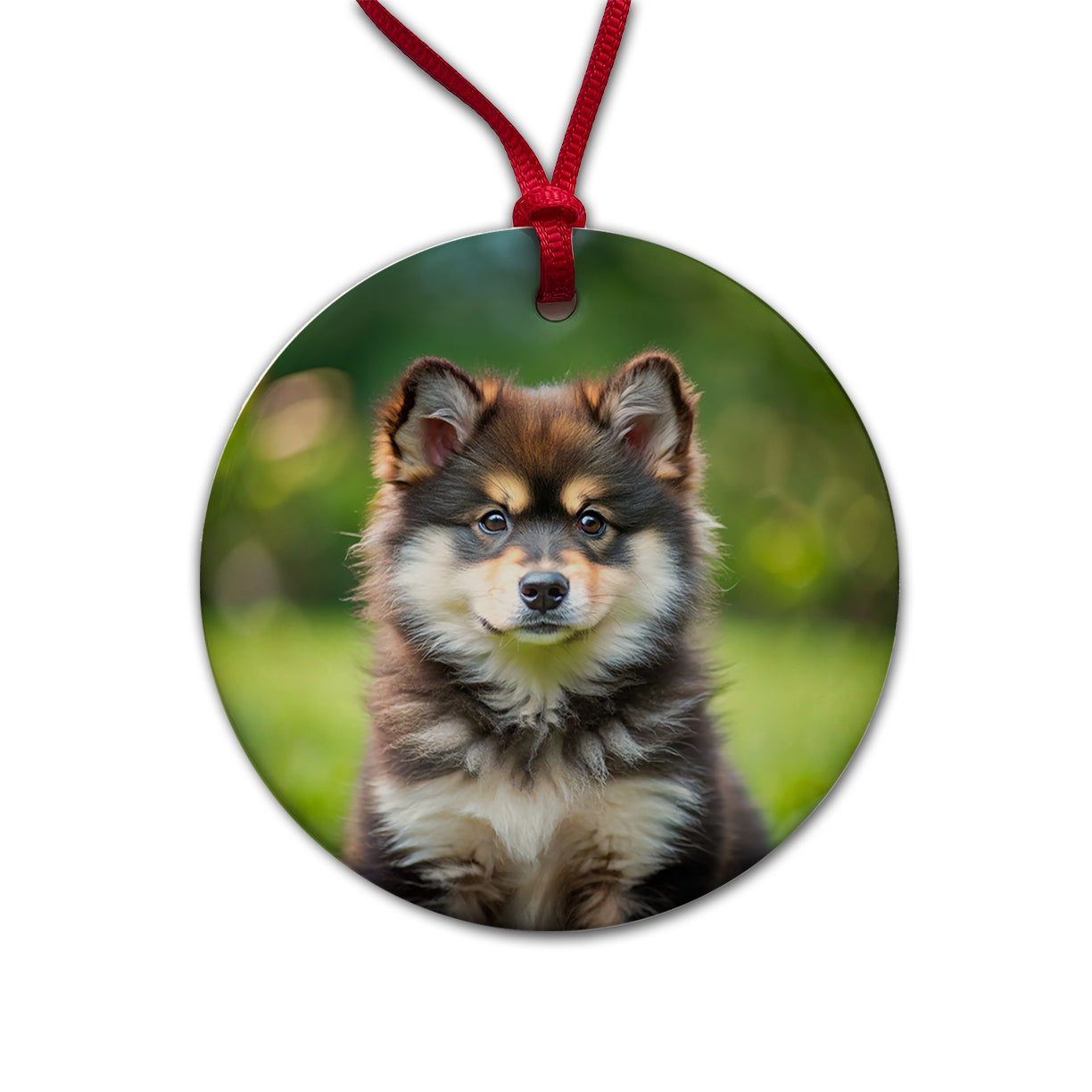 Finnish Lapphund Dog Puppy Photo Round Ceramic Holiday Christmas Tree Ornament