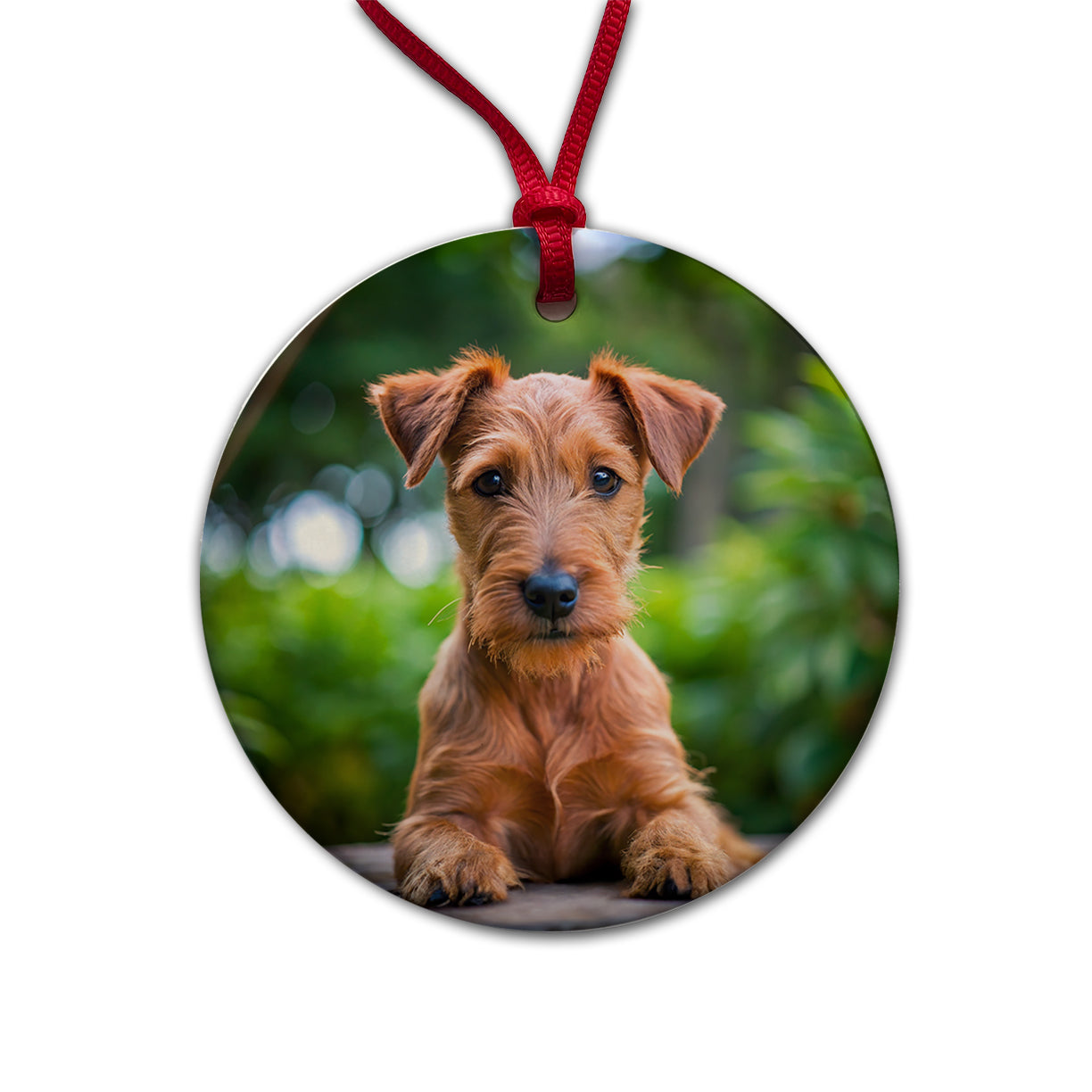 Irish Terrier Dog Puppy Photo Round Ceramic Holiday Christmas Tree Ornament